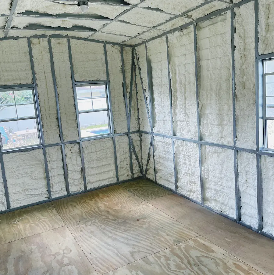 Closed-cell spray foam insulation applied to wall cavities in a residential project in Blacklick Estates
